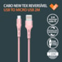 Cabo new tex Micro-USB com USB reversível 2m rosa