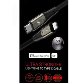 Cabo Ultra Stronger Type-C MFI 2m preto