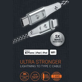 Cabo Ultra Stronger USB MFI 1.2m preto