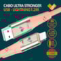 Cabo Ultra Stronger USB MFI 1.2mts rosa