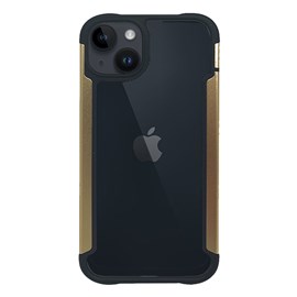 Capa Arm Loft para iPhone 14 Plus dourada.