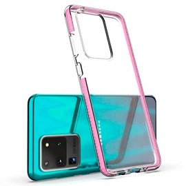 Capa Capinha Case Loft TPU Frame Transparente com Borda Rosa de Alta Resistência para Samsung S20