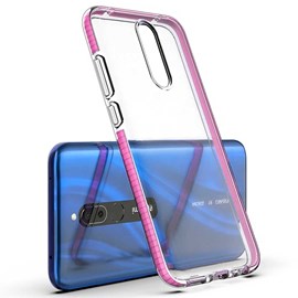Capa Capinha Case Loft TPU Frame Transparente com Borda Rosa de Alta Resistência para Xiaomi Redmi 8