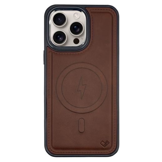 Capa Couro Bolt Magsafe iPhone 16 Pro Marrom
