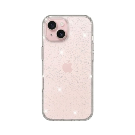Capa Dupla Glitter iPhone 15 Plus transparente
