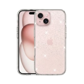 Capa Dupla Glitter iPhone 15 Plus transparente