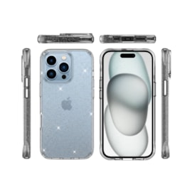 Capa Dupla Glitter Iphone 16 Pro transparente