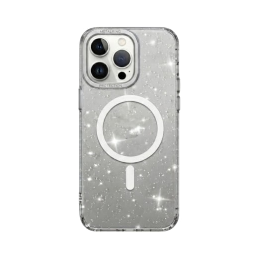 Capa Magsafe Glitter iPhone 15 Pro Branca