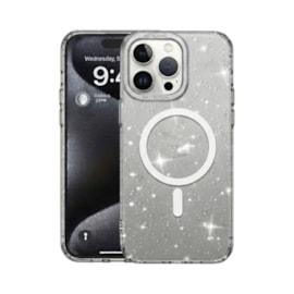 Capa Magsafe Glitter iPhone 15 Pro Branca