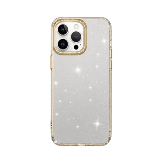 Capa Metalring Glitter iPhone 14 pro dourada
