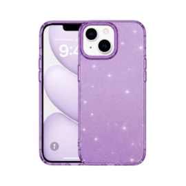 Capa Metalring Glitter iPhone 14 roxa