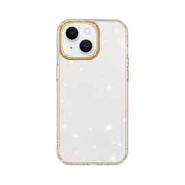 Capa Metalring Glitter iPhone 15 Plus dourada