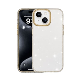 Capa Metalring Glitter iPhone 15 Plus dourada
