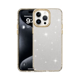 Capa Metalring Glitter iPhone 15 Pro Dourada