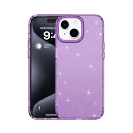 Capa Metalring Glitter iPhone 15 roxa