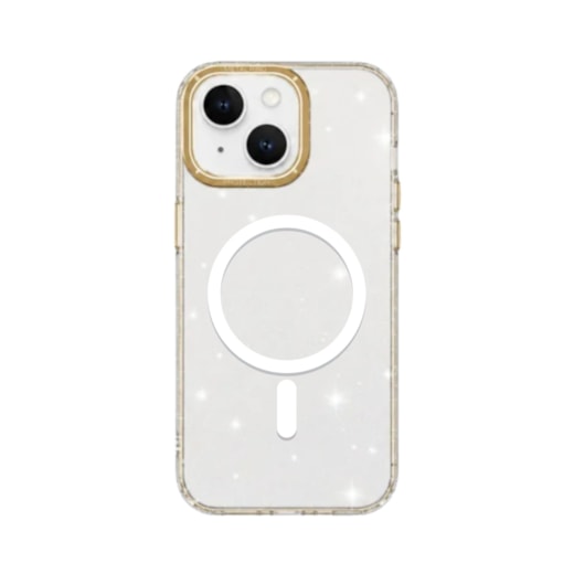 Capa Metalring Glitter Magsafe iPhone 15 Plus Dourada