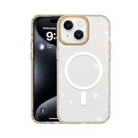 Capa Metalring Glitter Magsafe iPhone 15 Plus Dourada