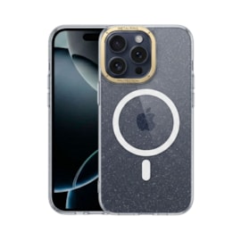 Capa Metalring Glitter Magsafe iPhone 15 Pro Dourada