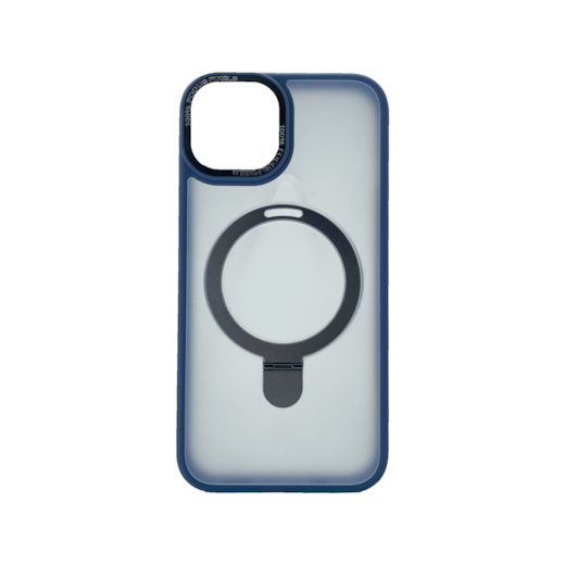 Capa MetalRing Magstand iPhone 15 Pro prata e azul