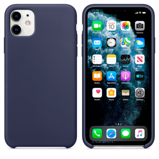 Capa premium silicone iphone 11 pro azul marinho