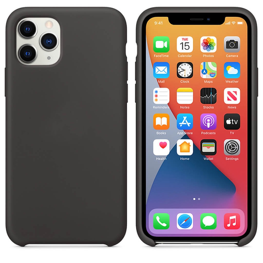 Capa premium silicone iPhone 11 Pro Max preta.
