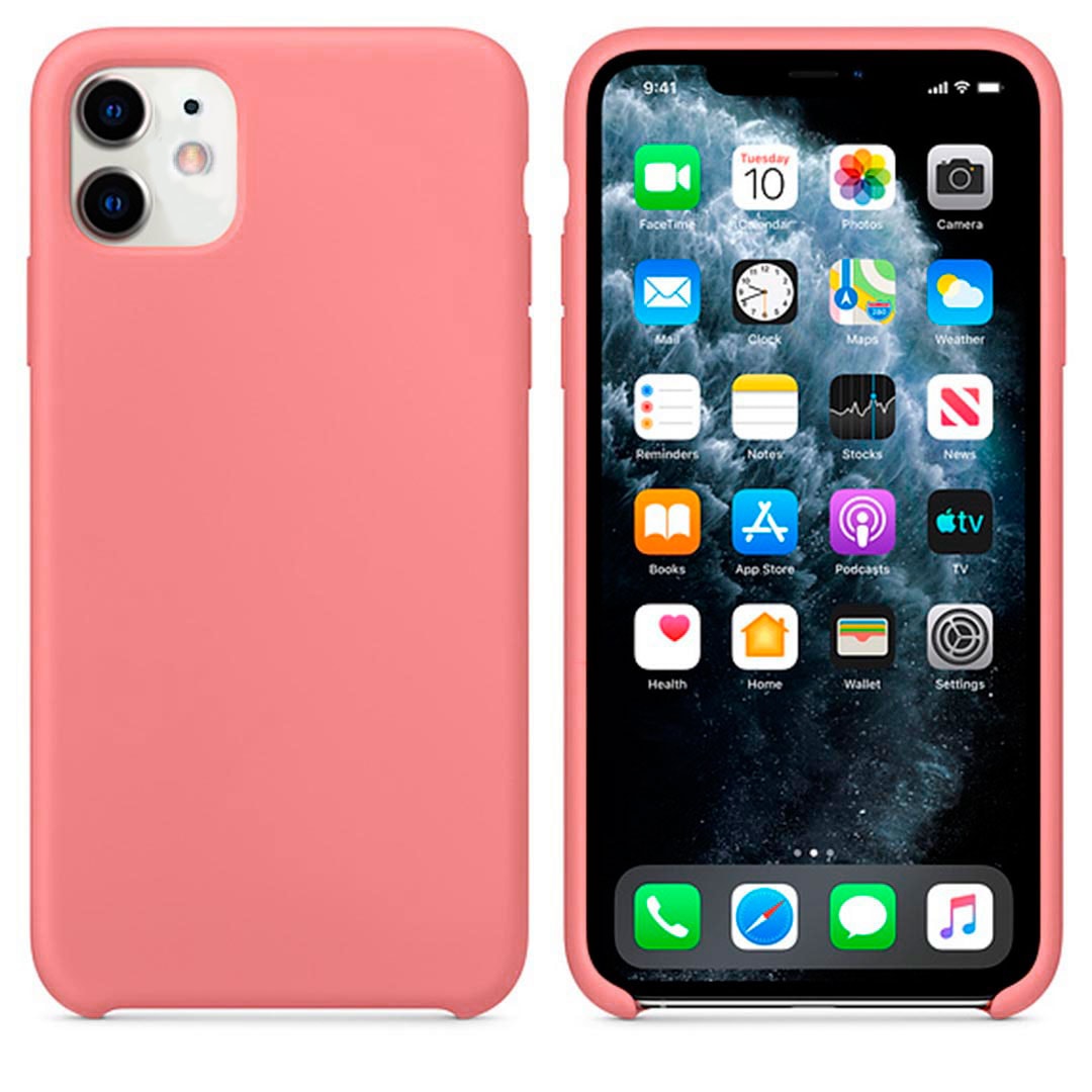 Capa premium silicone iPhone 11 rosa.