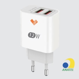 Carregador loft 2 usbs 12W branco Carregador loft 2 usbs 12W branco