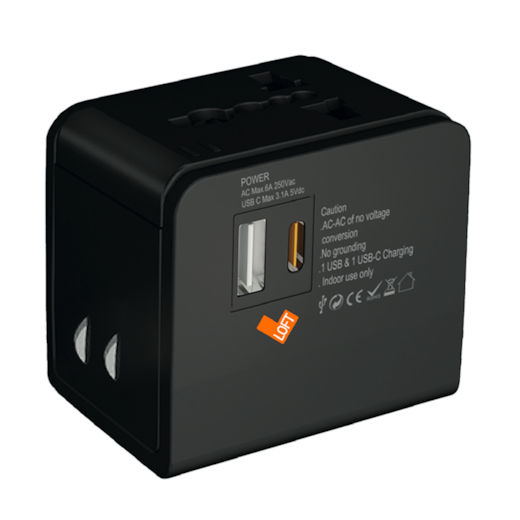 Carregador Universal Loft Type C e USB 15W pr