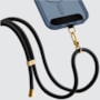 Cordão para Smartphone Nylon 160cm preto e dourado