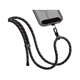 Cordão para Smartphone Nylon 160cm preto e preto