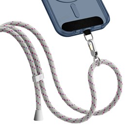 Cordão para Smartphone Poliéster 160cm rose-cinza