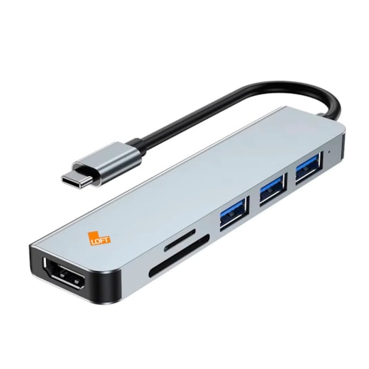 Hub 6 Em 1 Type-C Prata