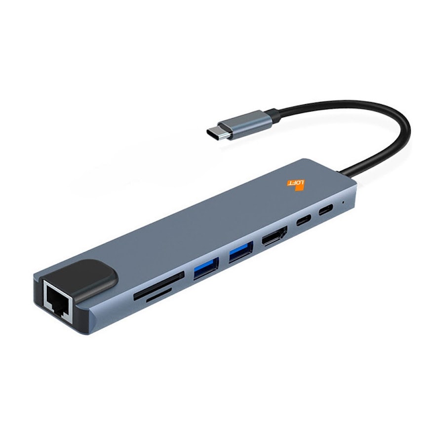 Hub Loft 8 in 1 Prata - Alta performance em conectividade USB-C