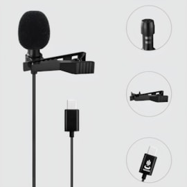 Microfone de Lapela Live Mic Type c preto